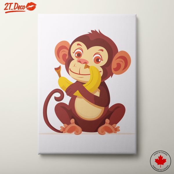 Adorable Monkey Holding Banana Artwork