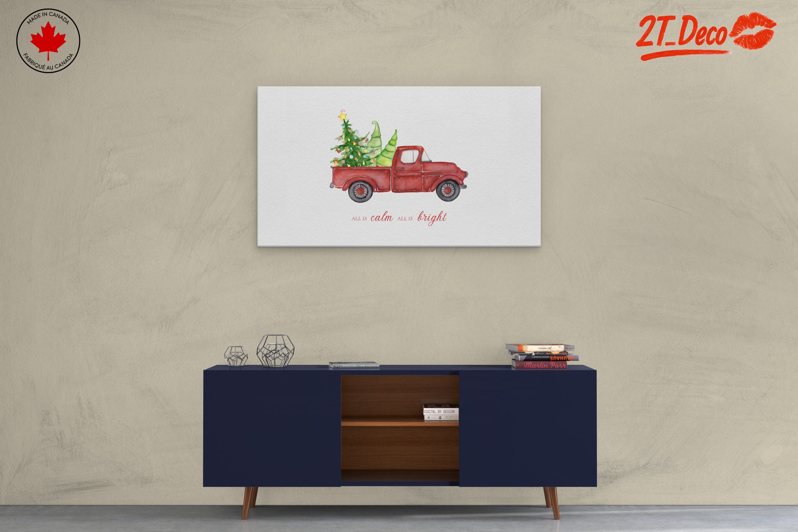 Festive Red Truck with Christmas Trees - Image 3