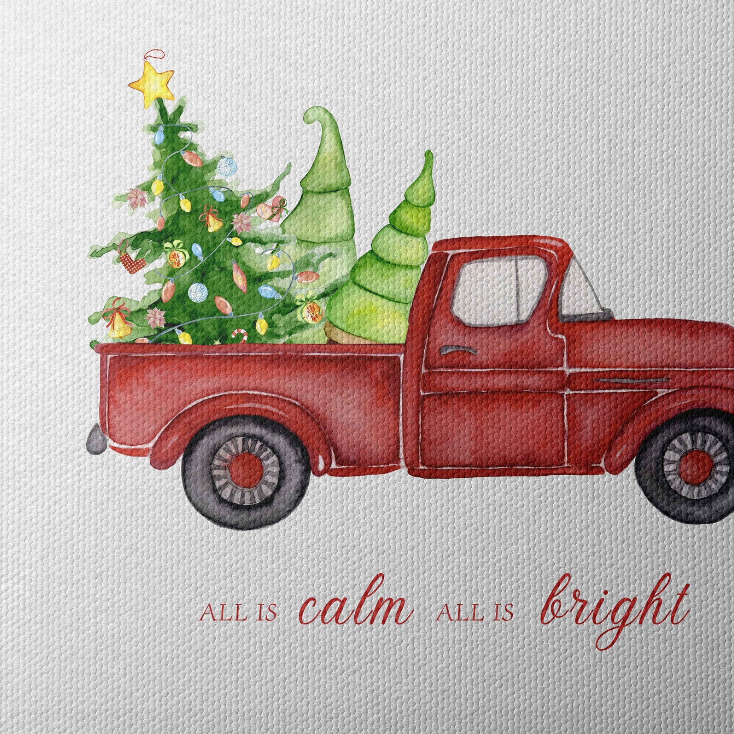 Festive Red Truck with Christmas Trees - Image 4