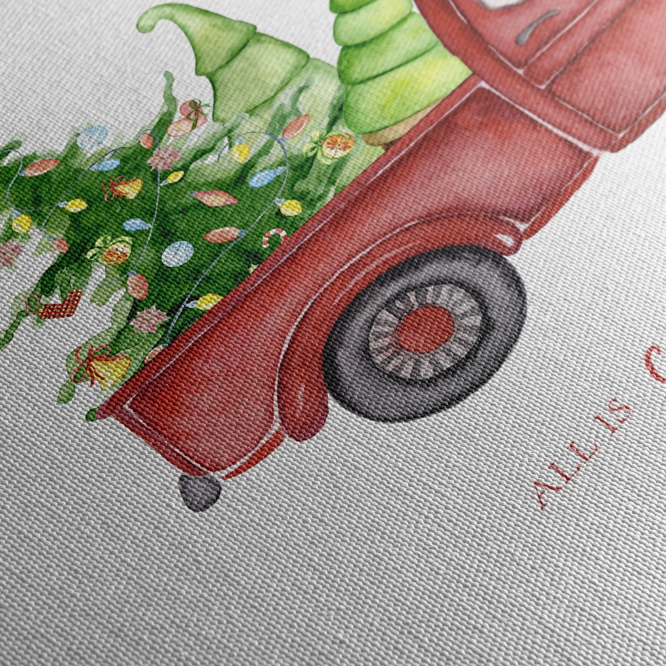 Festive Red Truck with Christmas Trees - Image 5