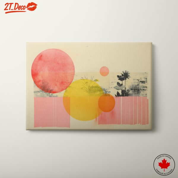 Colorful Botanical Abstract Art with Geometric Shapes