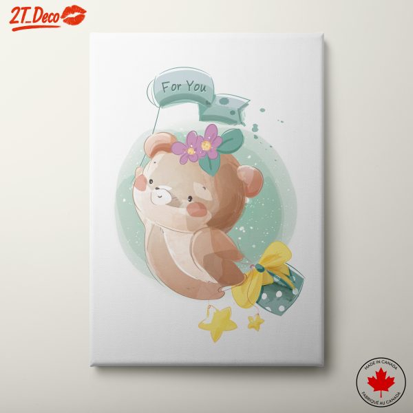 Cute Bear Illustration with Flowers
