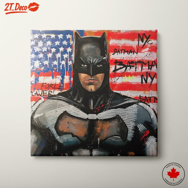 Dynamic Batman Art with American Flag Background