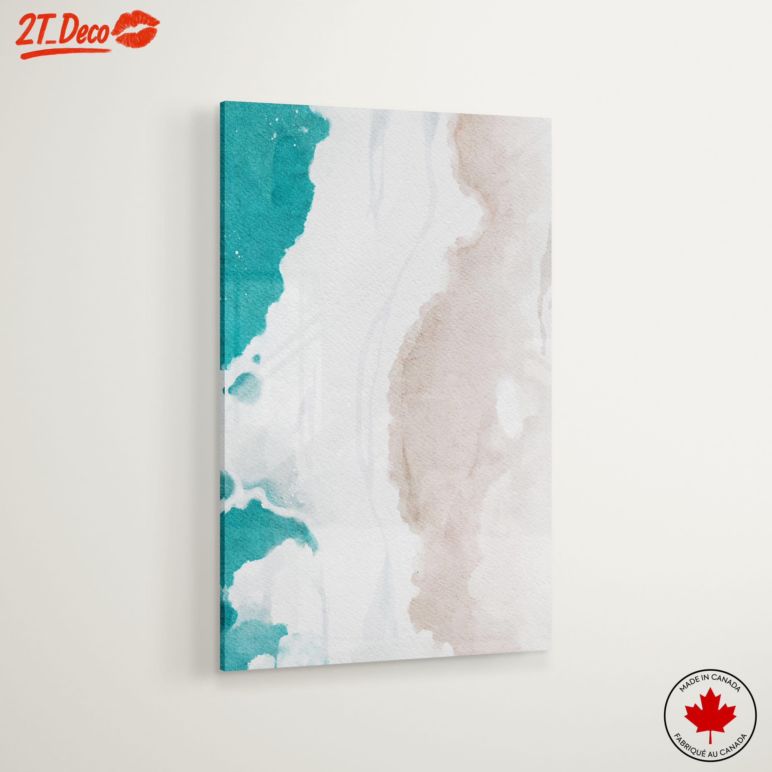 Fluid Abstract Shapes in Teal and Beige - Image 6