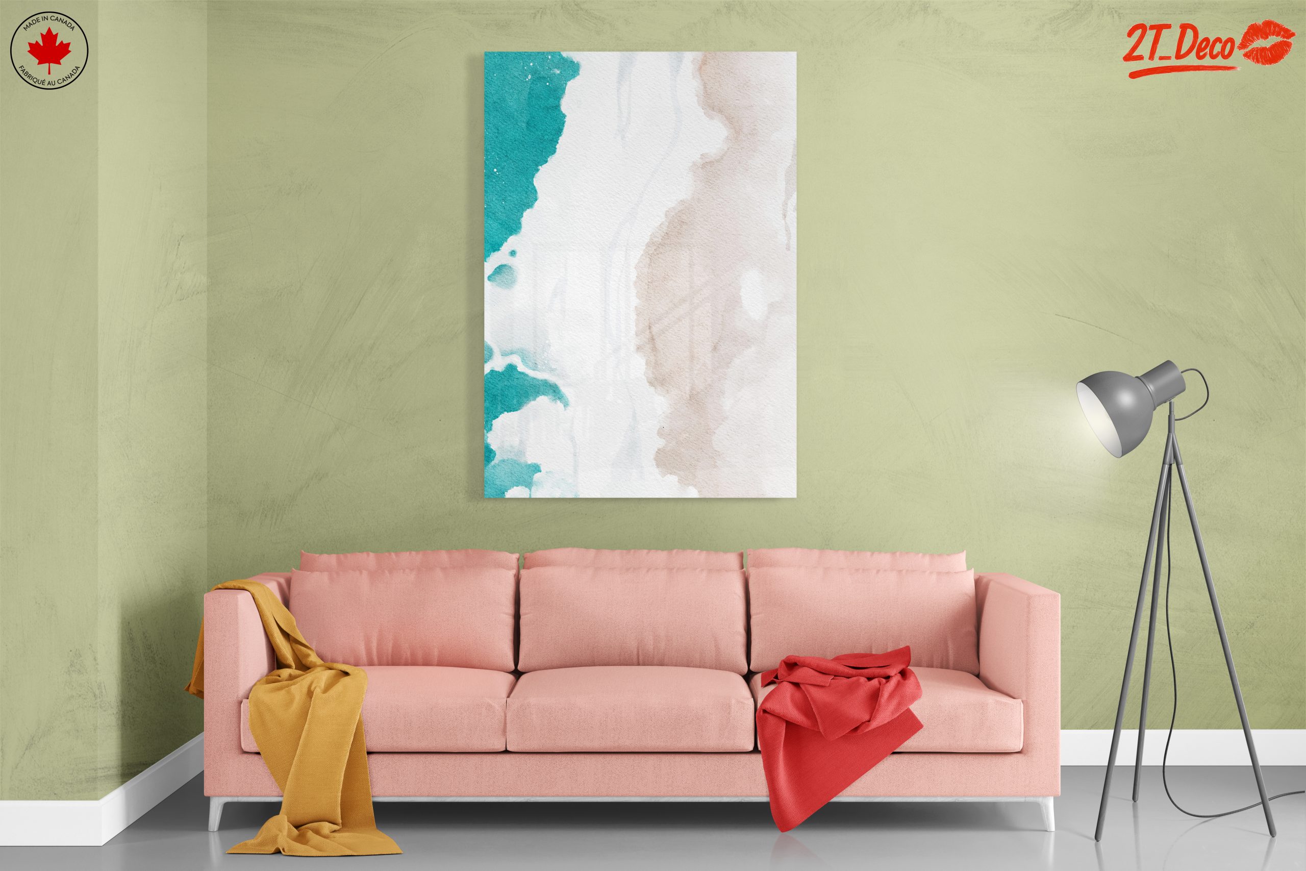 Fluid Abstract Shapes in Teal and Beige - Image 7