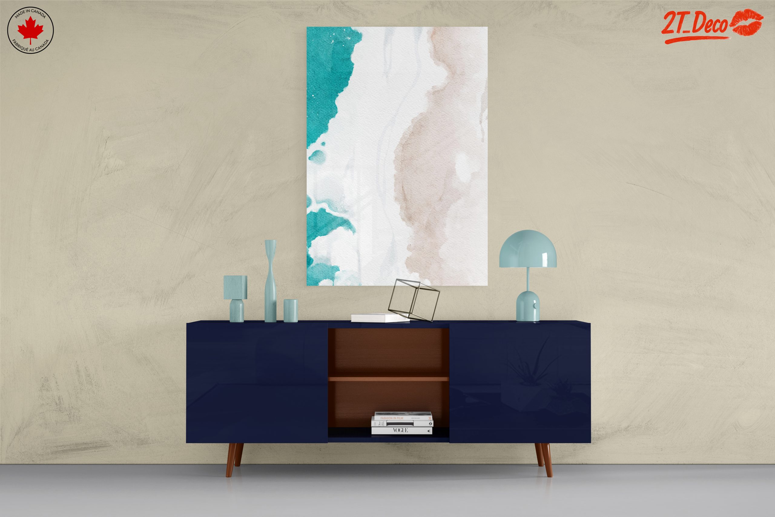 Fluid Abstract Shapes in Teal and Beige - Image 8