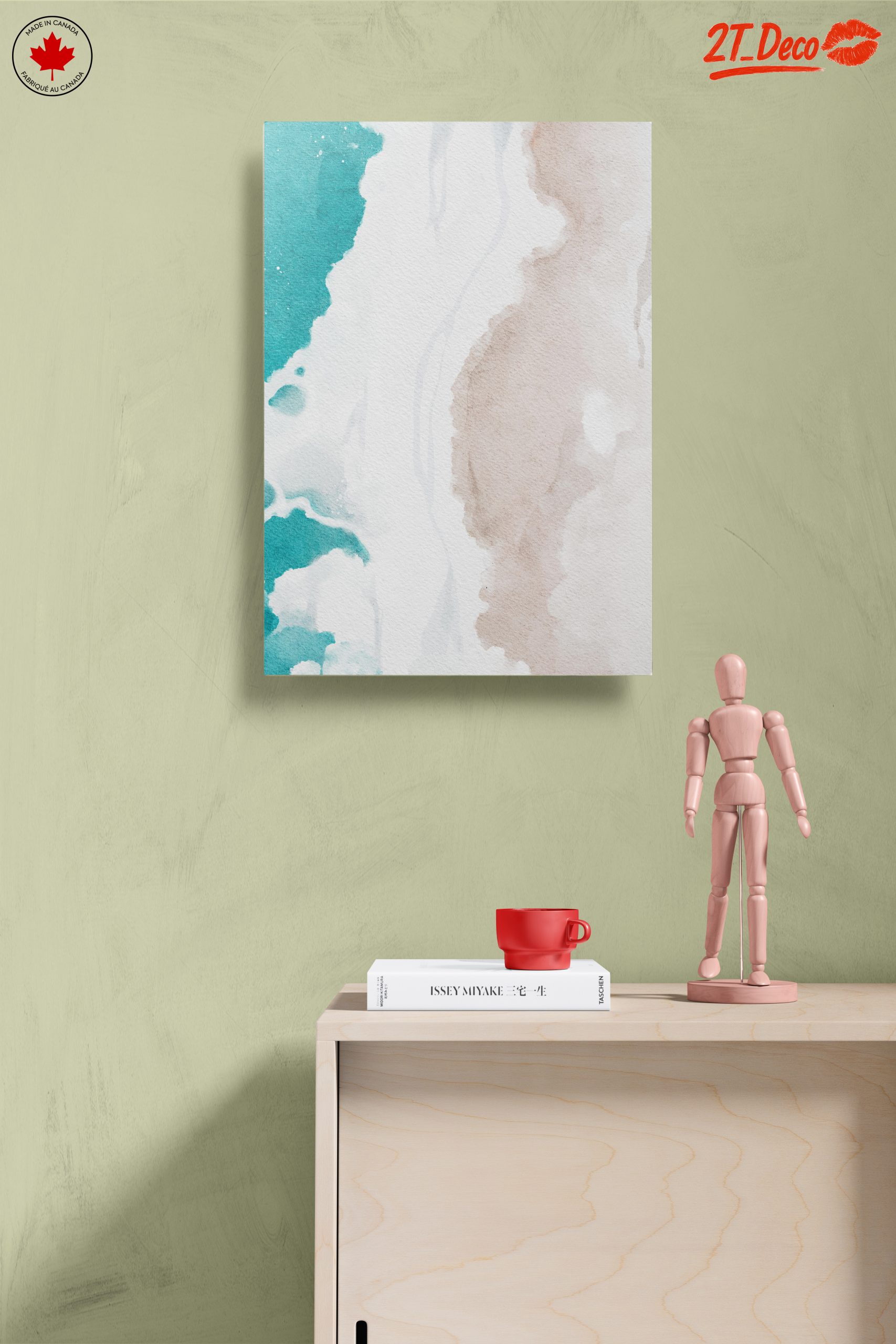Fluid Abstract Shapes in Teal and Beige - Image 14
