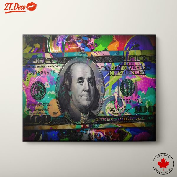 Colorful Money Art Featuring Benjamin Franklin