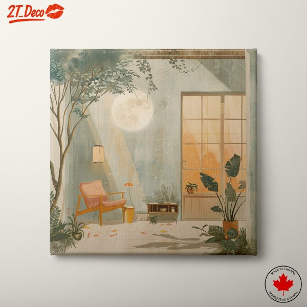 Charming Cozy Interior with Moonlight