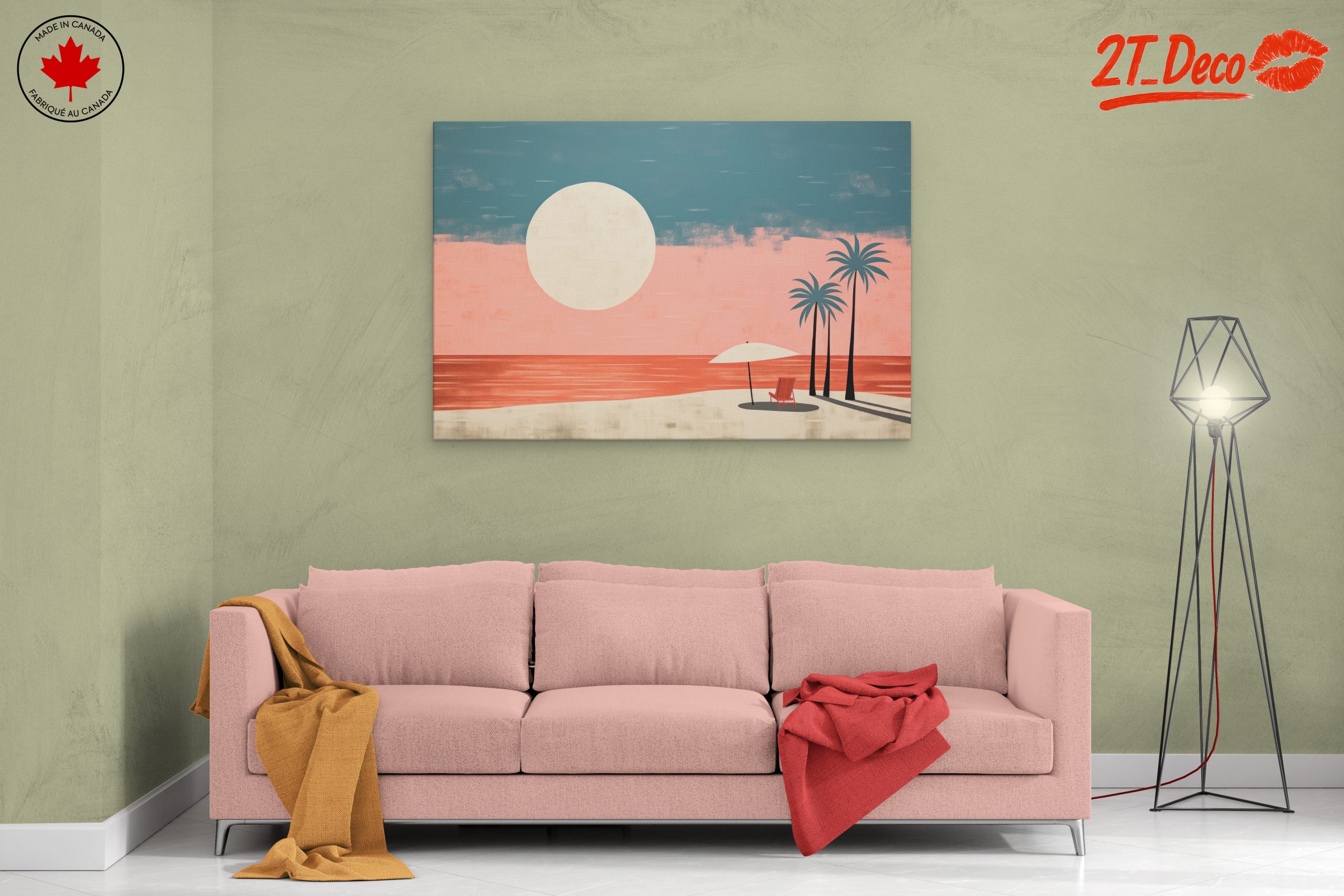 Tropical Sunset with Umbrella and Palms - Image 2