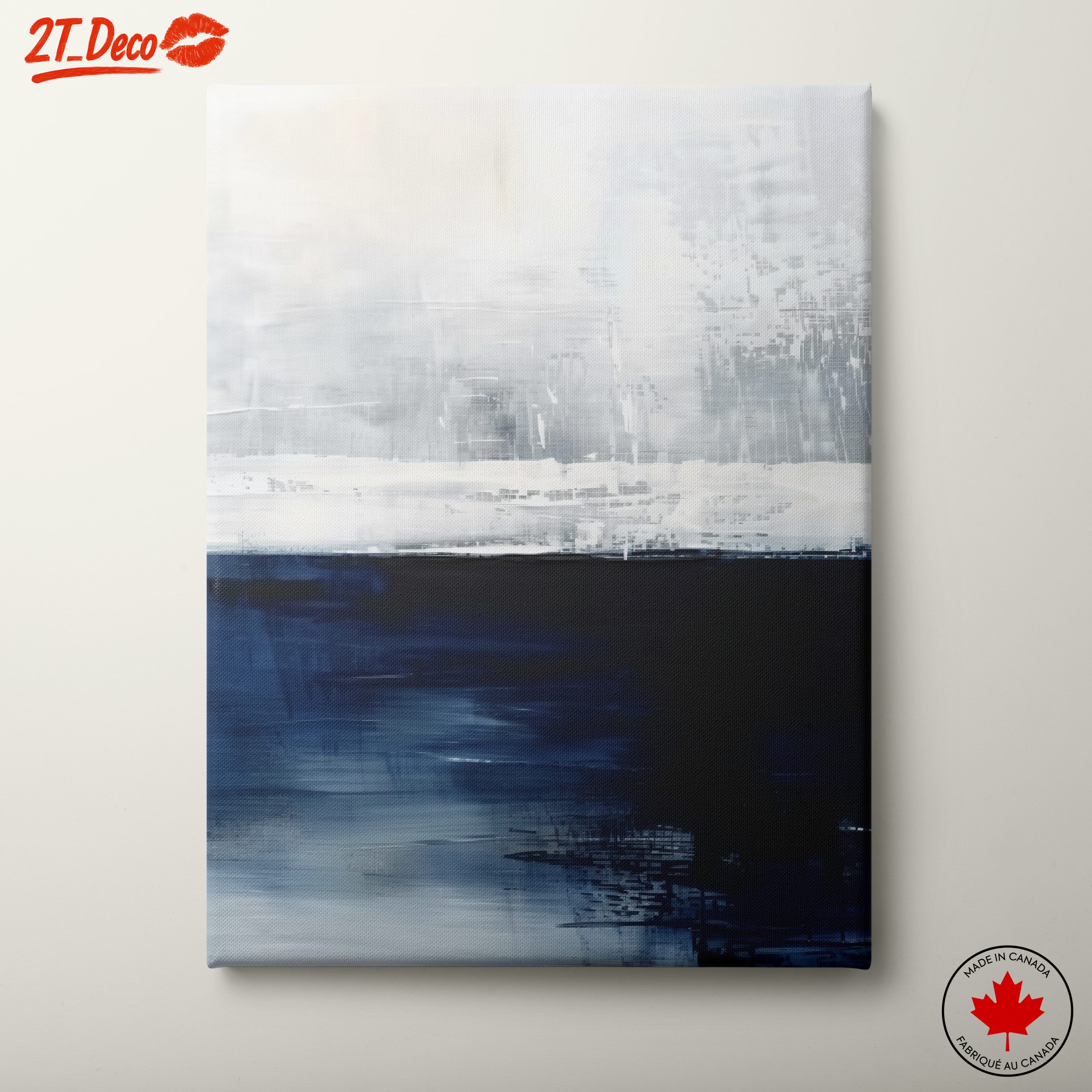 Dynamic Abstract Art in Blue and White