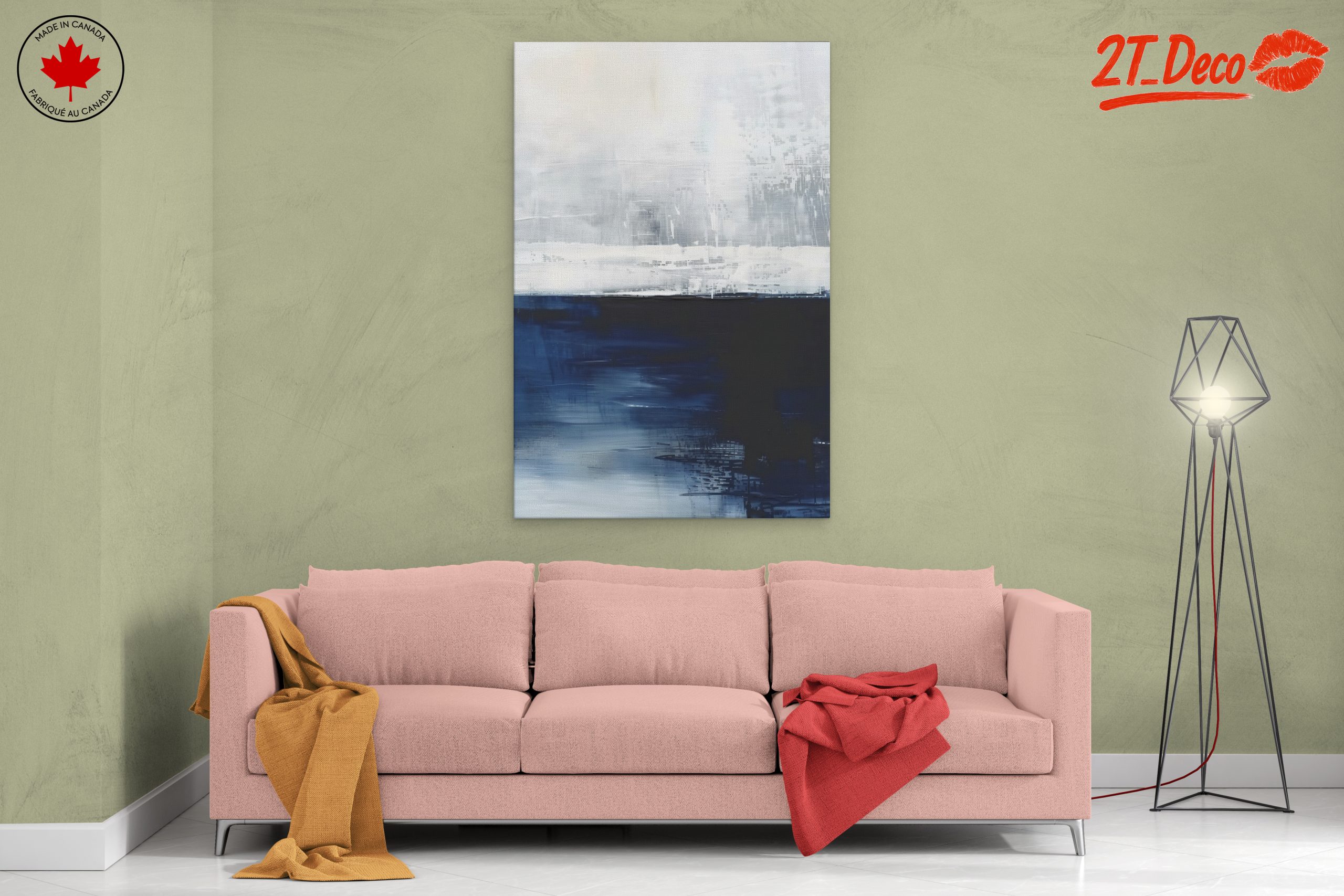 Dynamic Abstract Art in Blue and White - Image 2