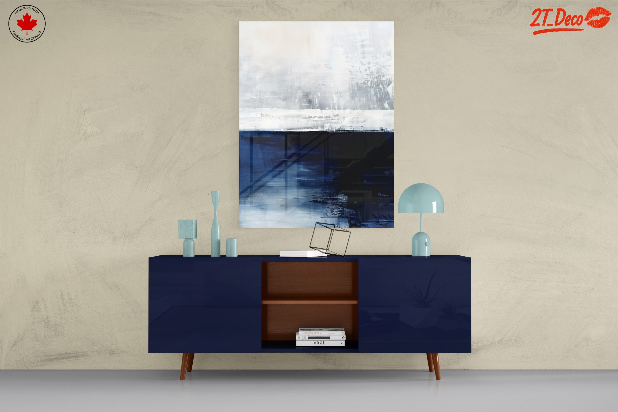 Dynamic Abstract Art in Blue and White - Image 8