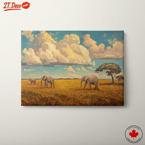 Majestic Elephants in a Golden Landscape