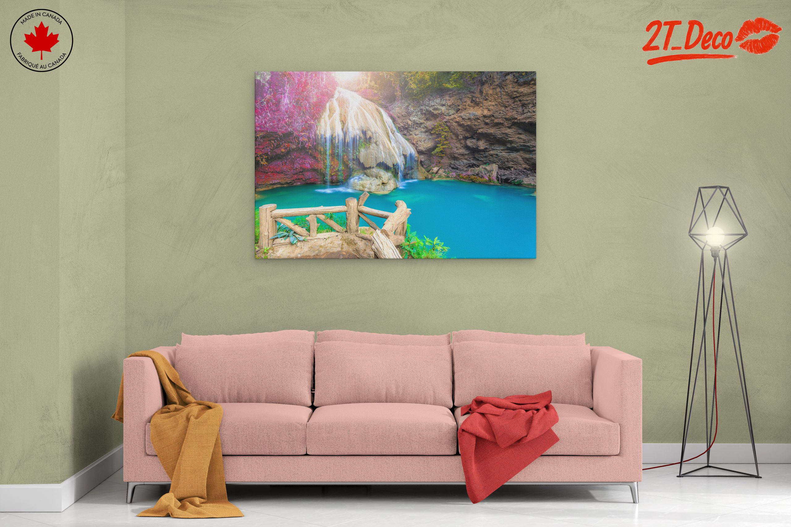 Serene Waterfall Over Turquoise Pool - Image 2