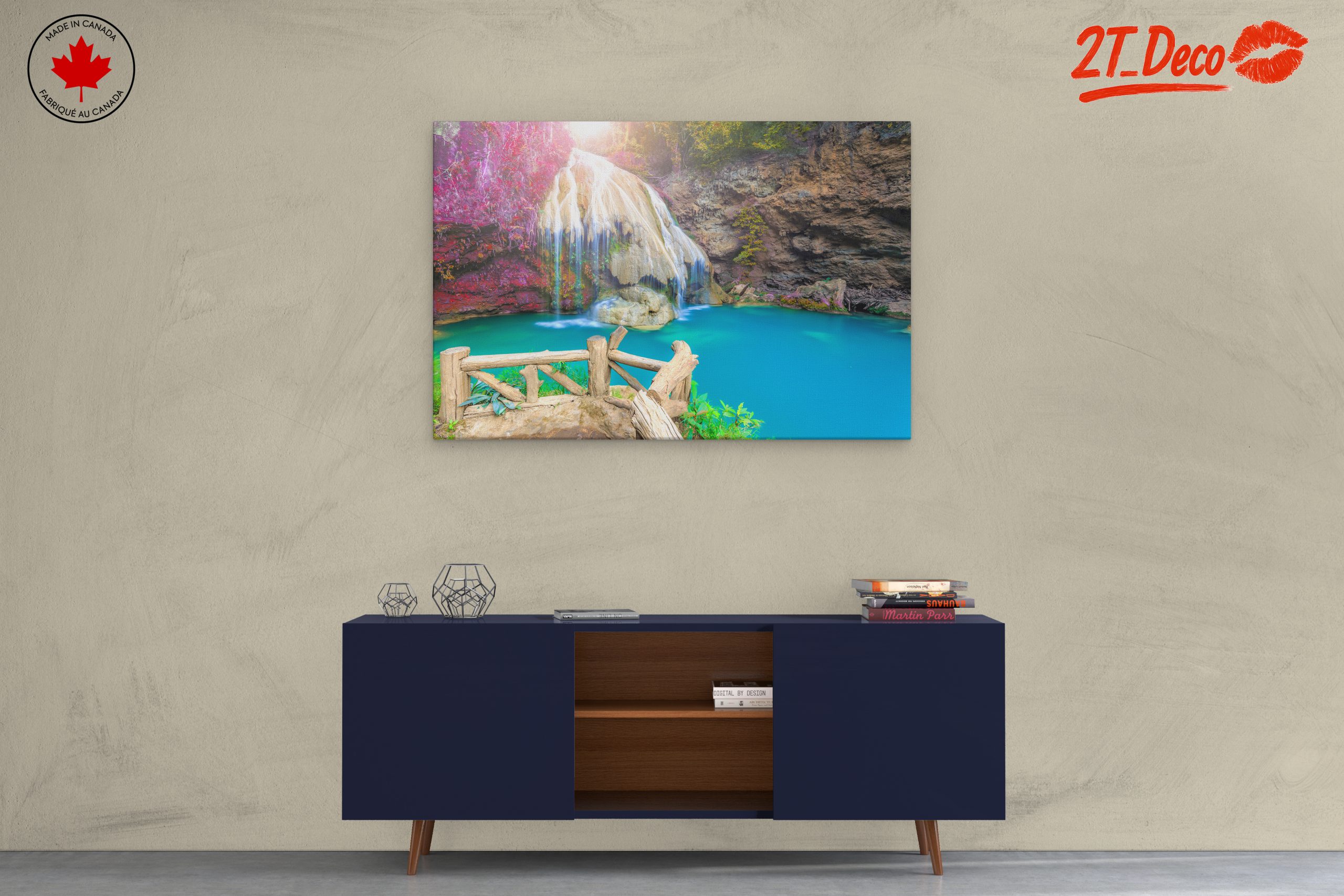 Serene Waterfall Over Turquoise Pool - Image 3
