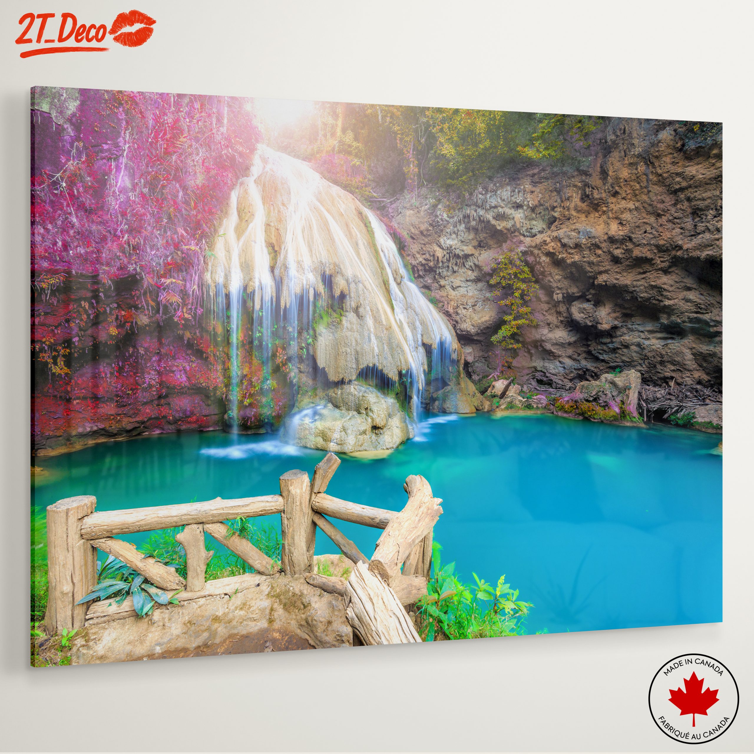 Serene Waterfall Over Turquoise Pool - Image 6