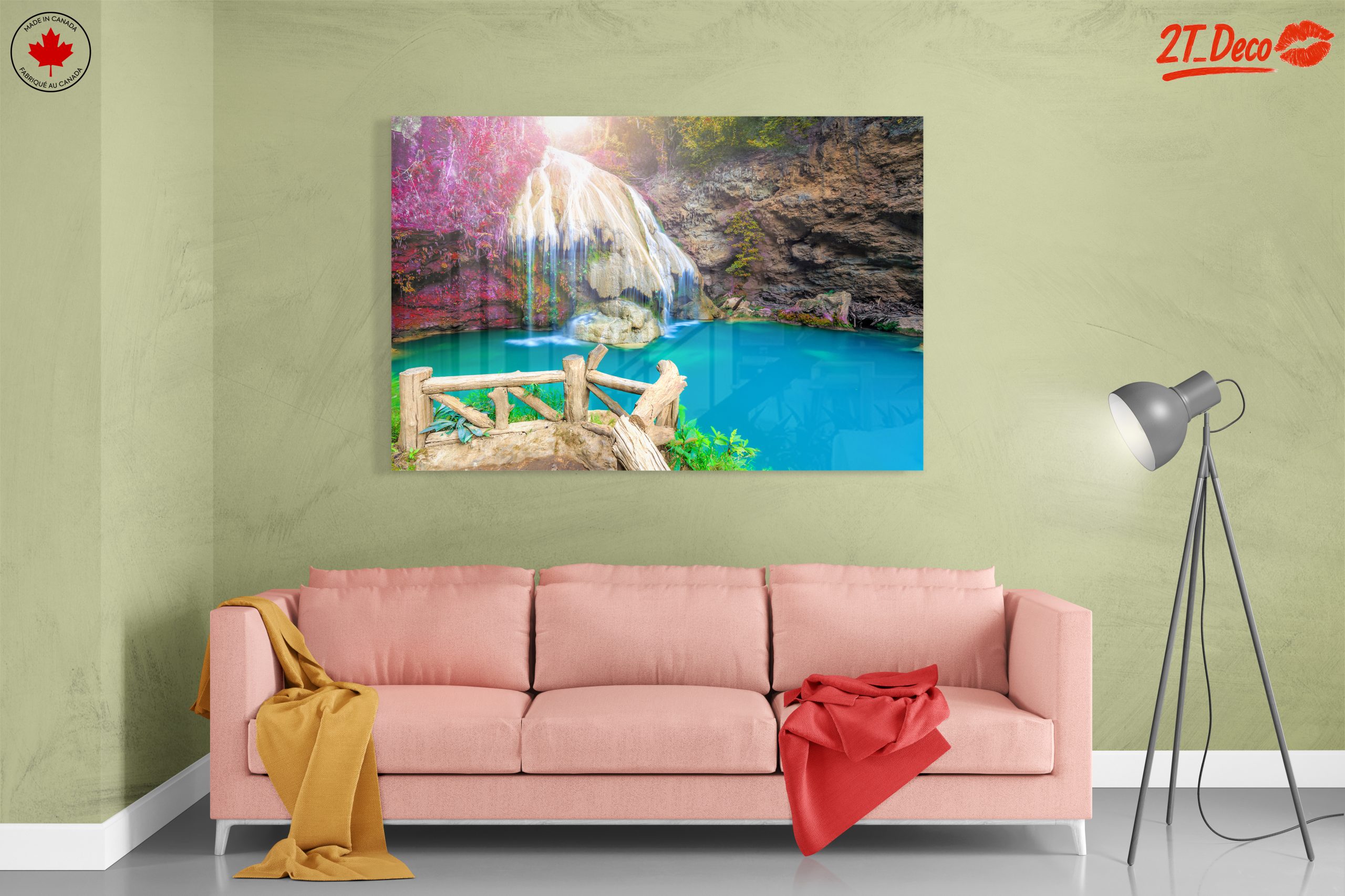 Serene Waterfall Over Turquoise Pool - Image 7