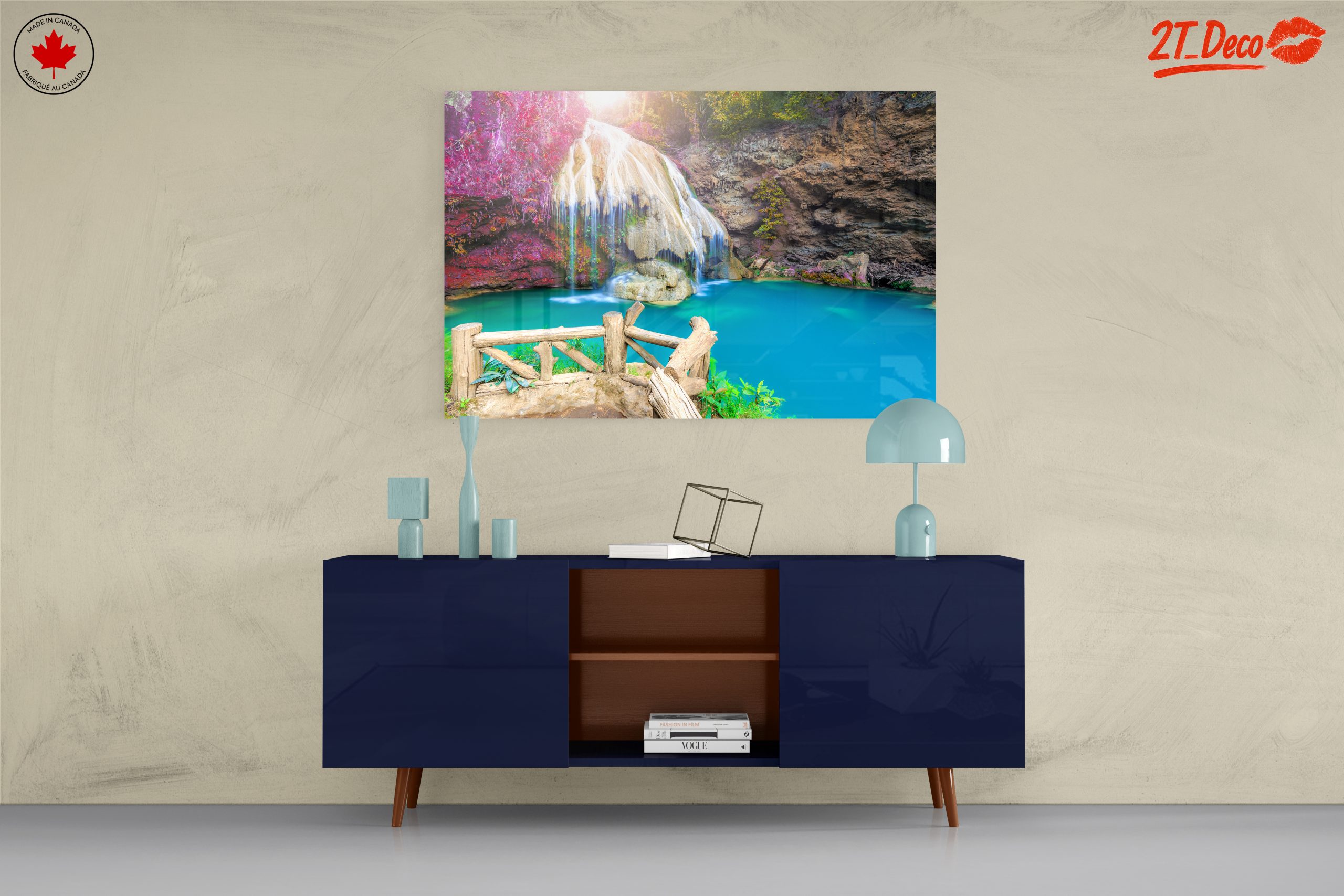 Serene Waterfall Over Turquoise Pool - Image 8