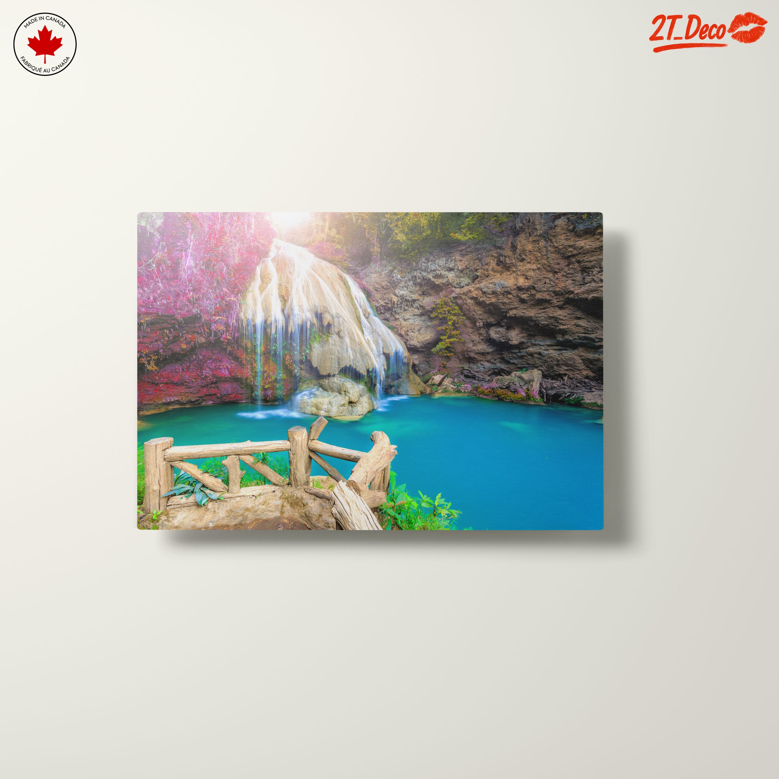 Serene Waterfall Over Turquoise Pool - Image 10