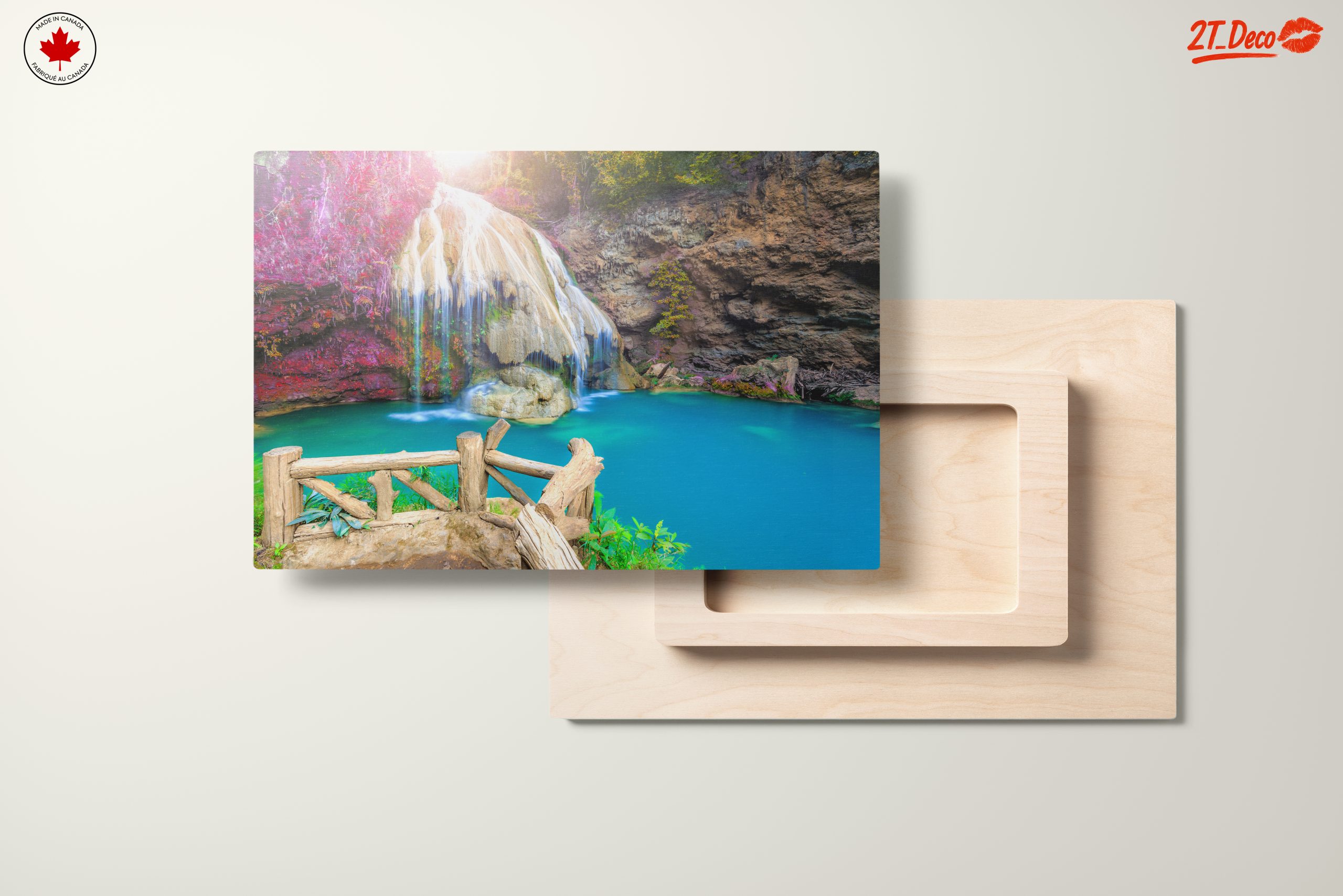 Serene Waterfall Over Turquoise Pool - Image 11
