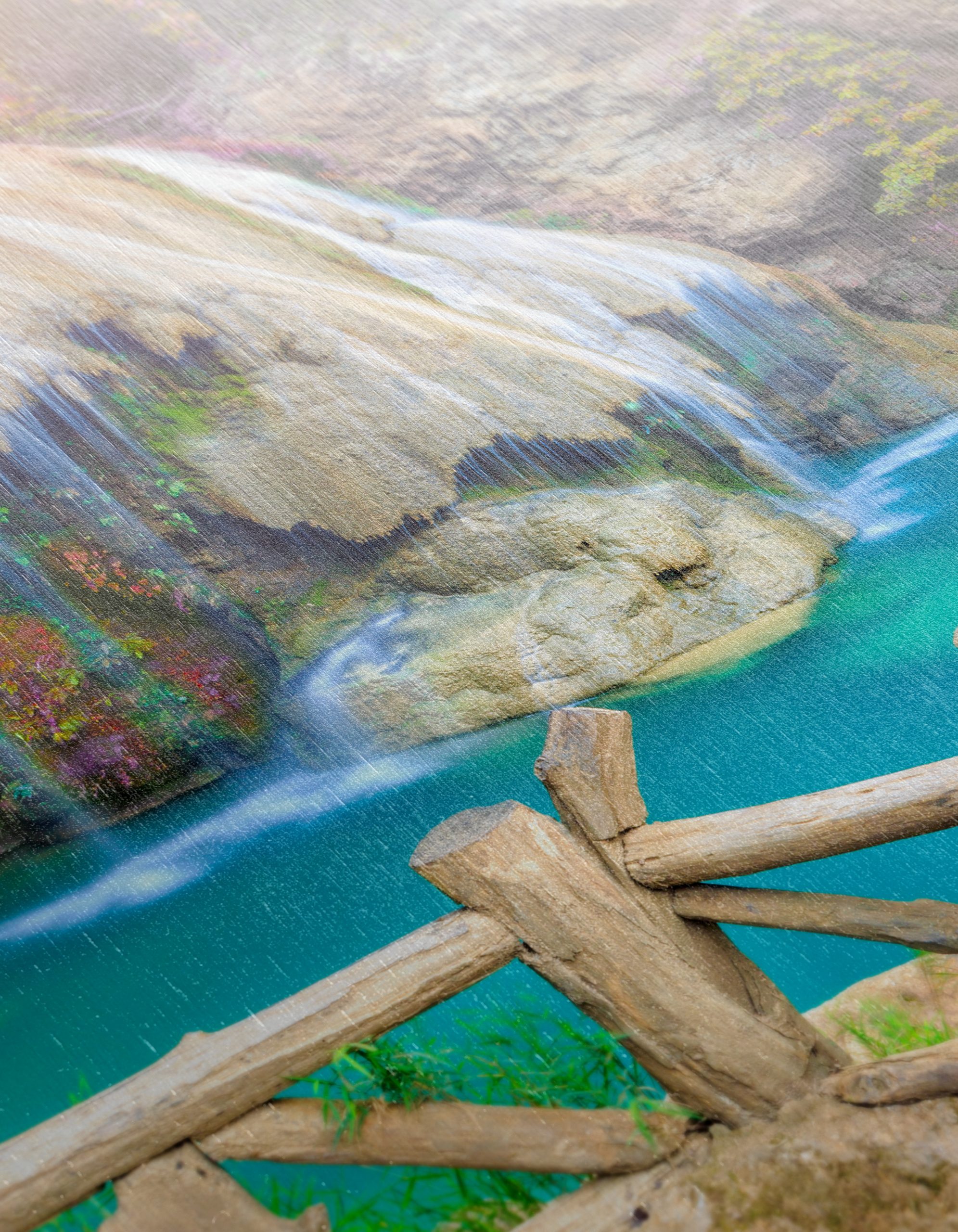 Serene Waterfall Over Turquoise Pool - Image 12