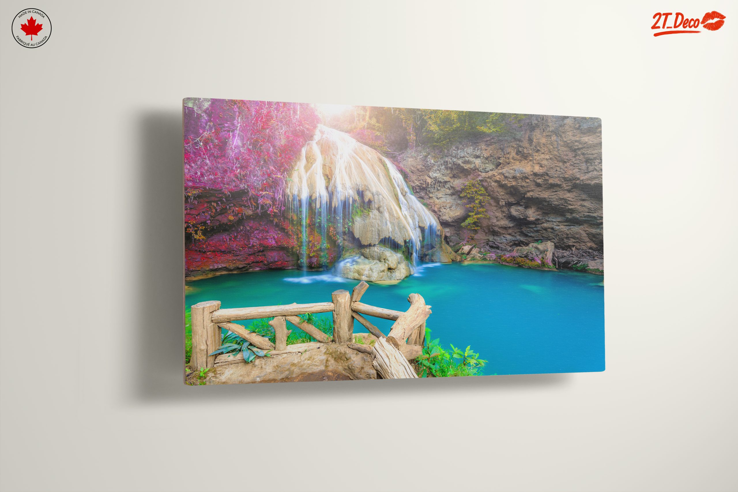 Serene Waterfall Over Turquoise Pool - Image 13