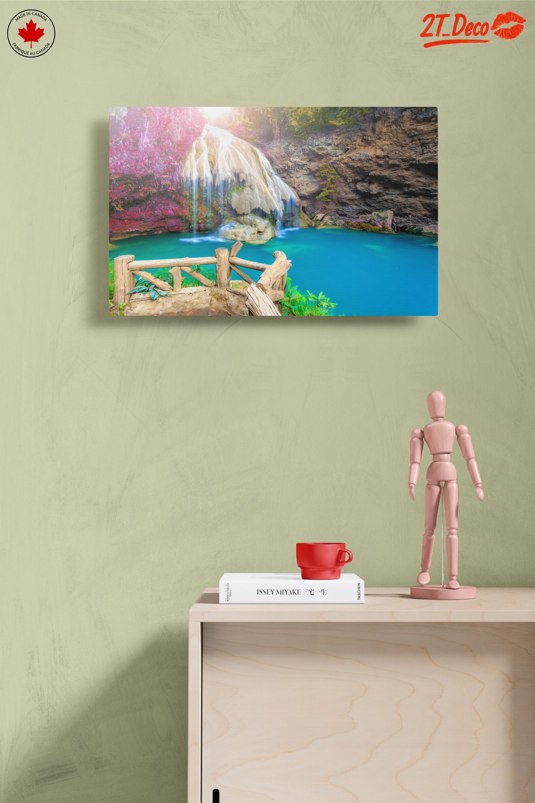 Serene Waterfall Over Turquoise Pool - Image 14