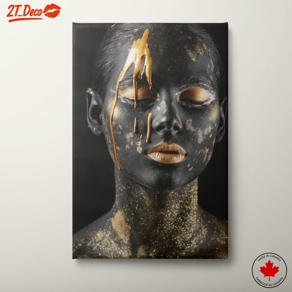 Elegant Black Gold Portrait Art