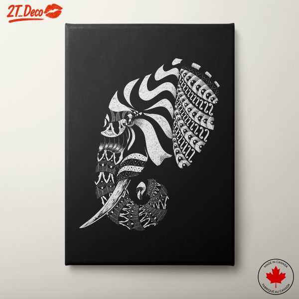 Artistic Elephant Design in Black and White