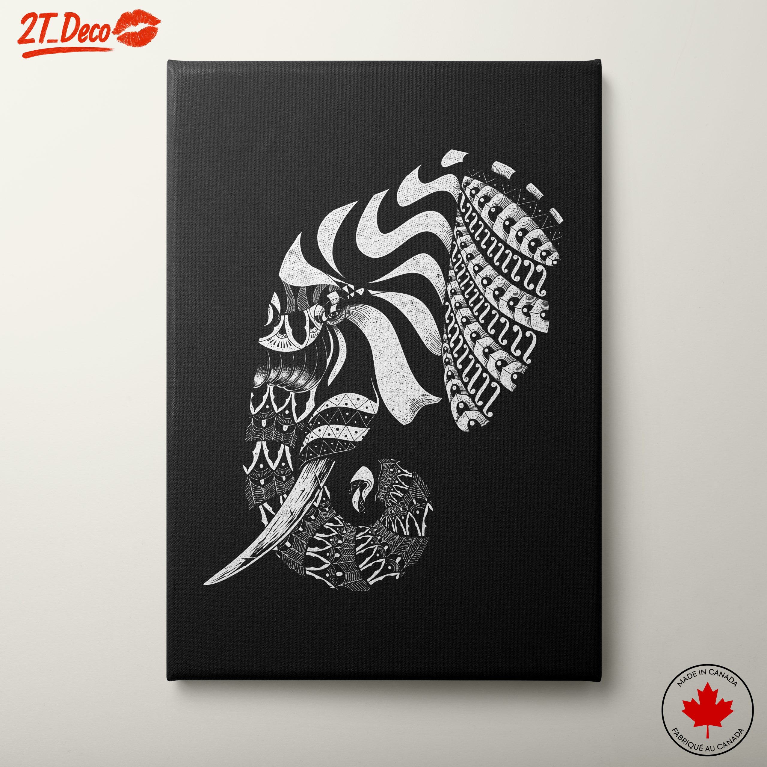 Artistic Elephant Design in Black and White