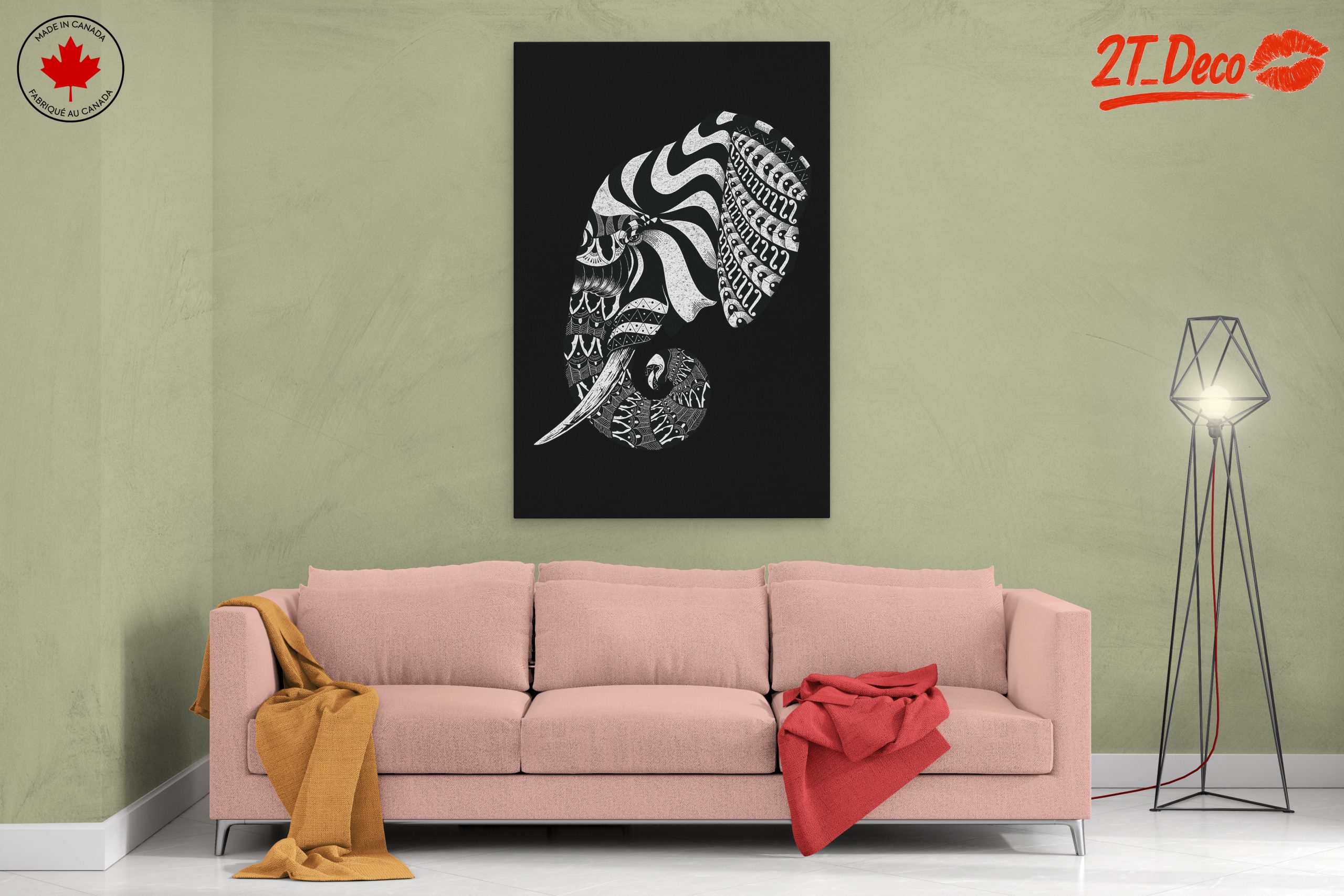 Artistic Elephant Design in Black and White - Image 2