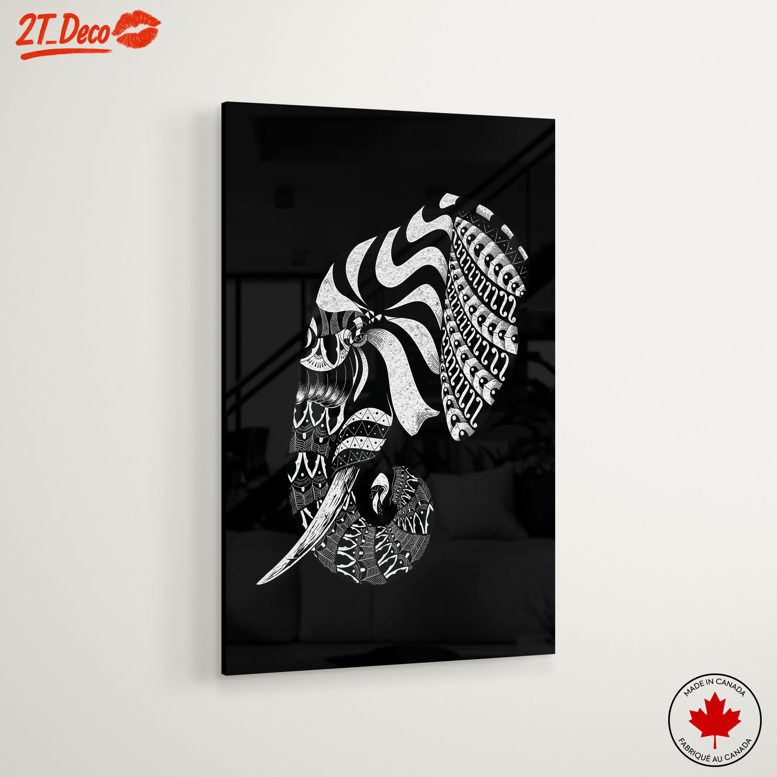 Artistic Elephant Design in Black and White - Image 6