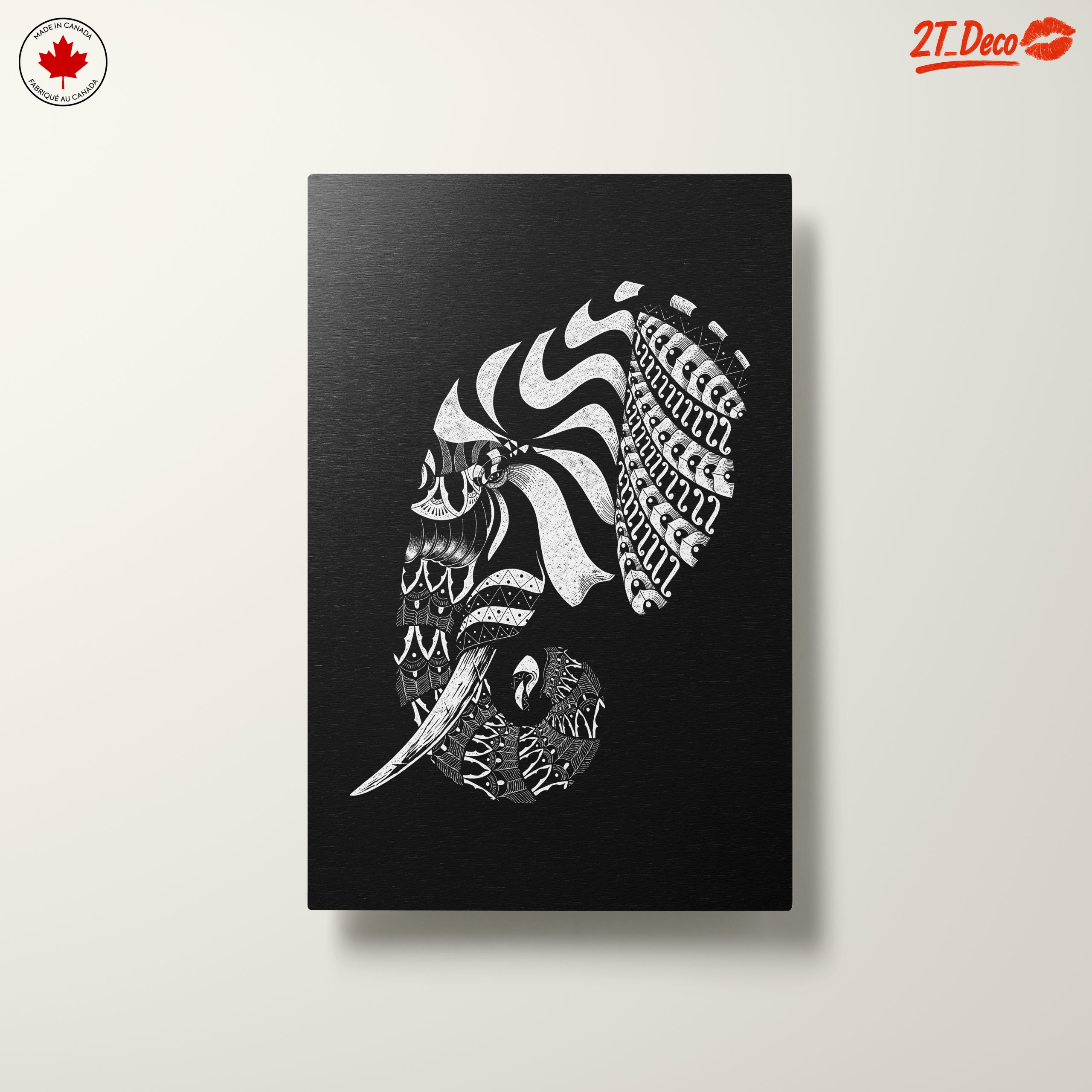 Artistic Elephant Design in Black and White - Image 10