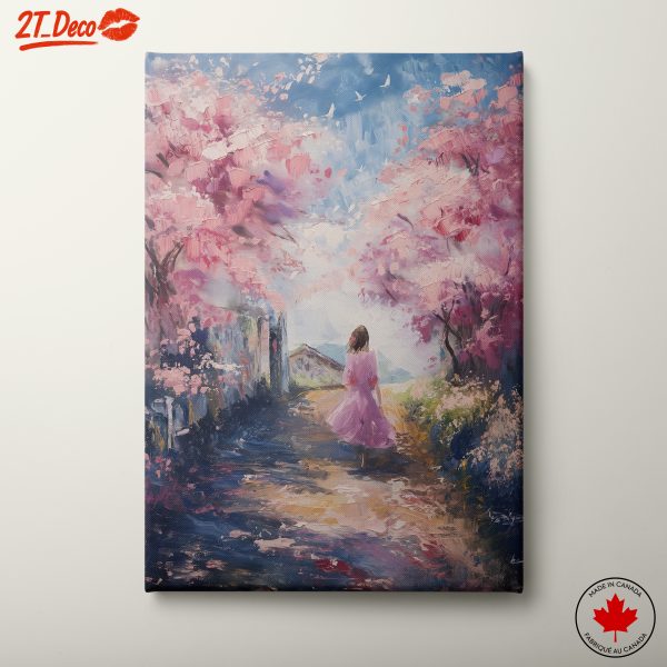 Dreamy Abstract Landscape with Cherry Blossoms