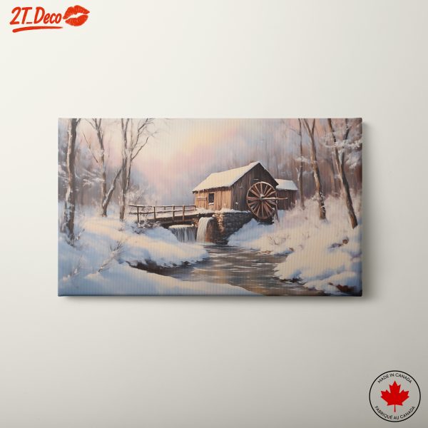 Winter Landscape with Watermill and Snow