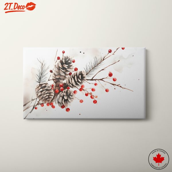 Pine Cones and Red Berries Art