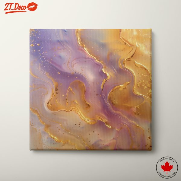 Elegant Abstract Fluid Art in Gold and Purple