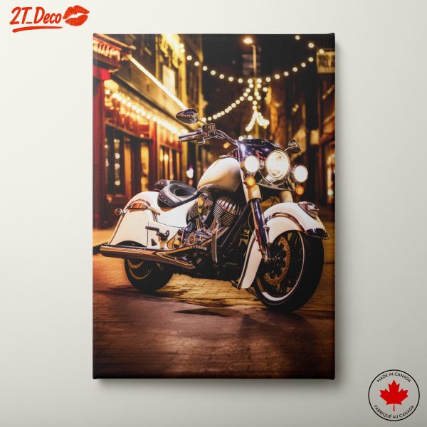 Stylish Motorcycle in City Lights