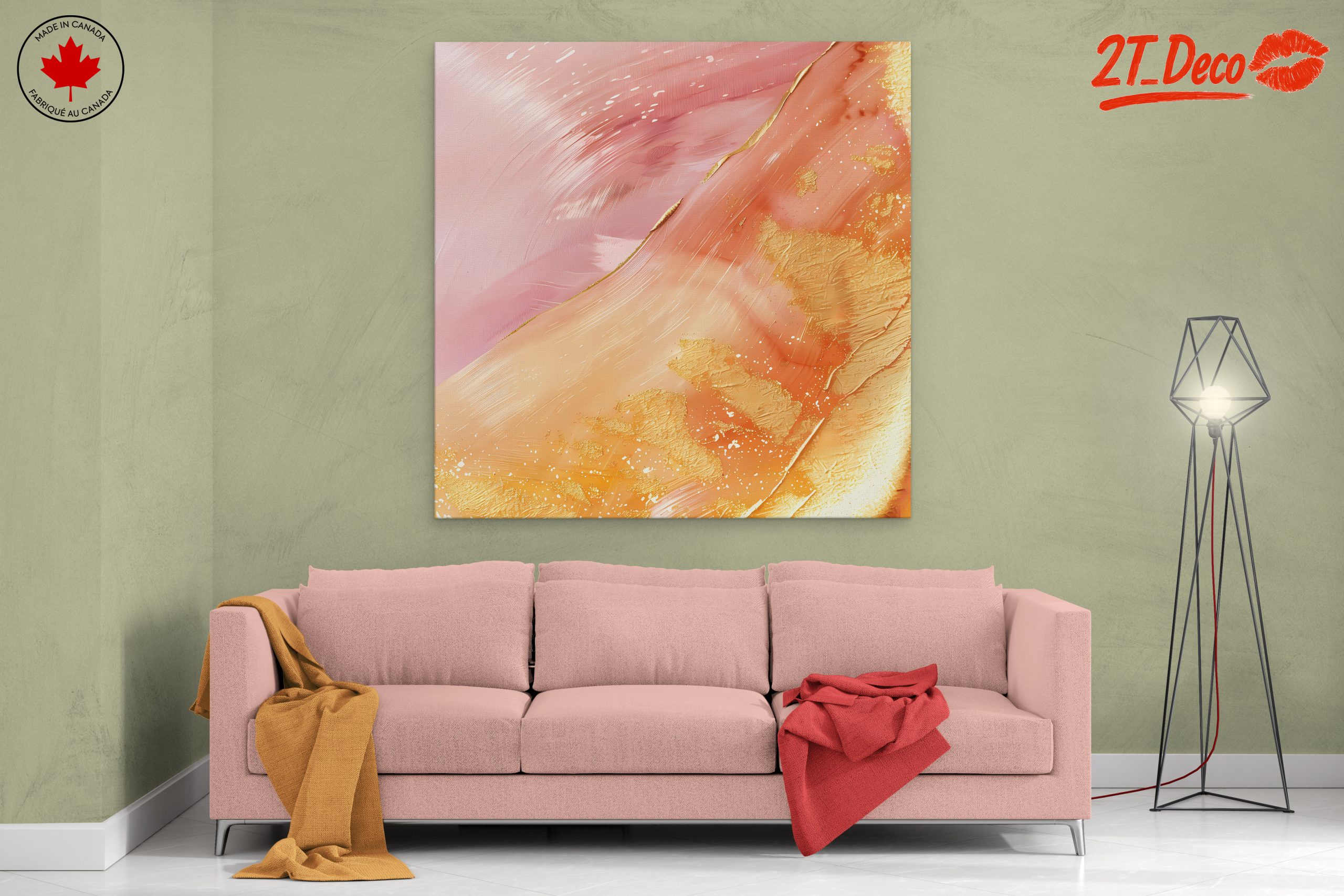 Abstract Pink and Gold Artwork - Image 2