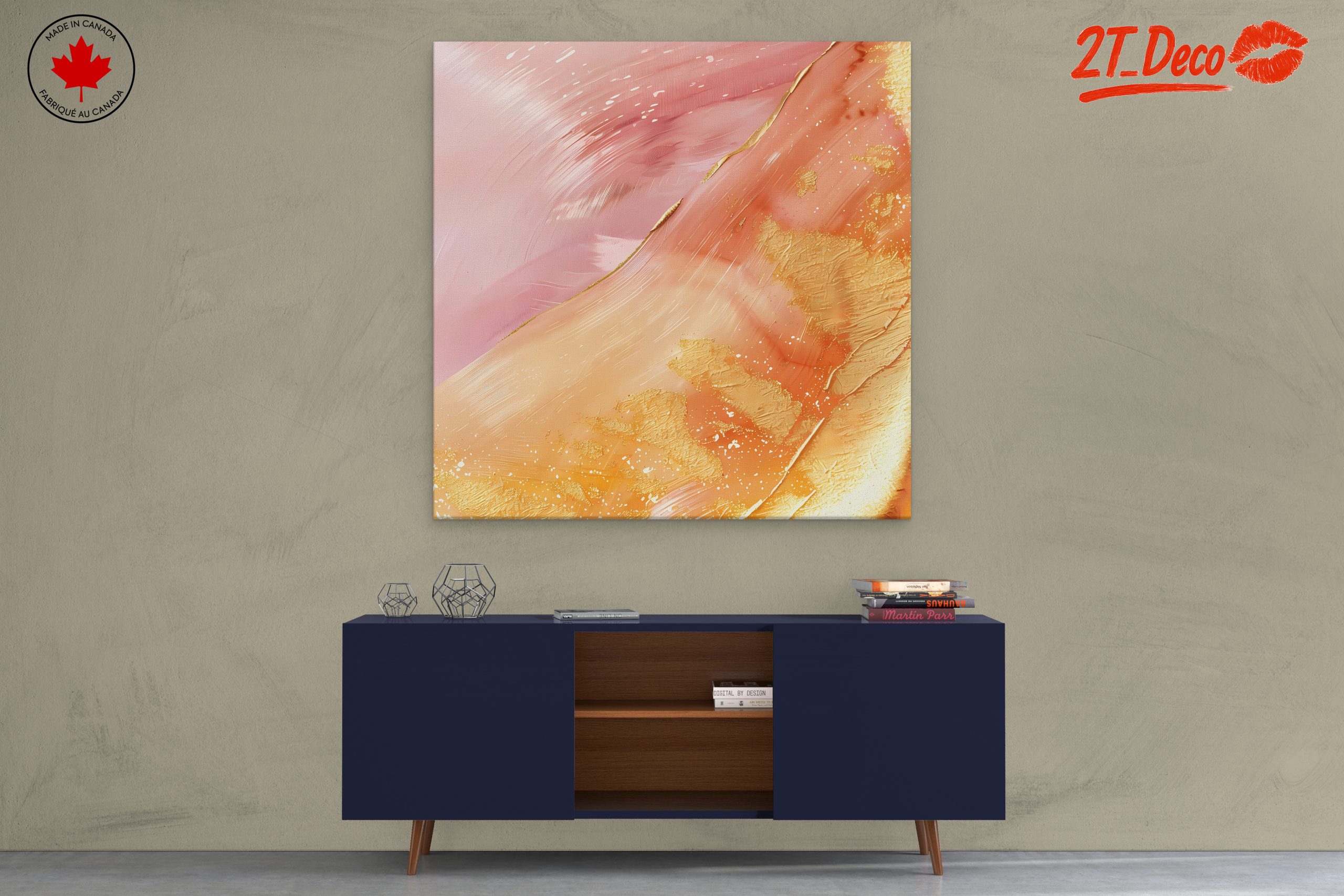 Abstract Pink and Gold Artwork - Image 3