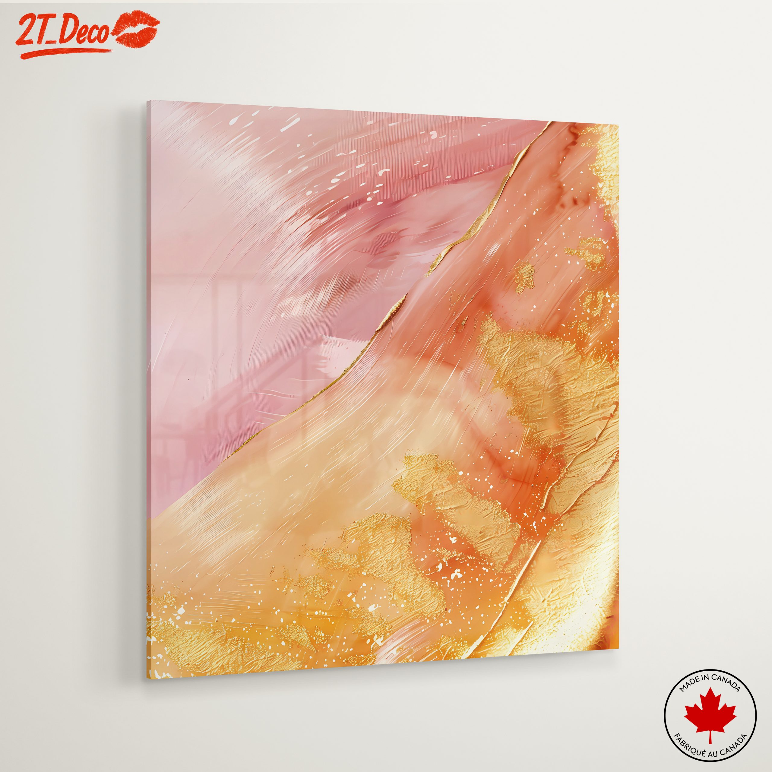 Abstract Pink and Gold Artwork - Image 6