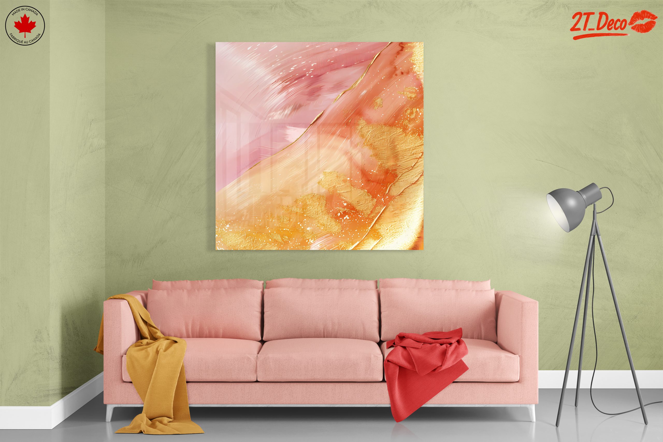 Abstract Pink and Gold Artwork - Image 7