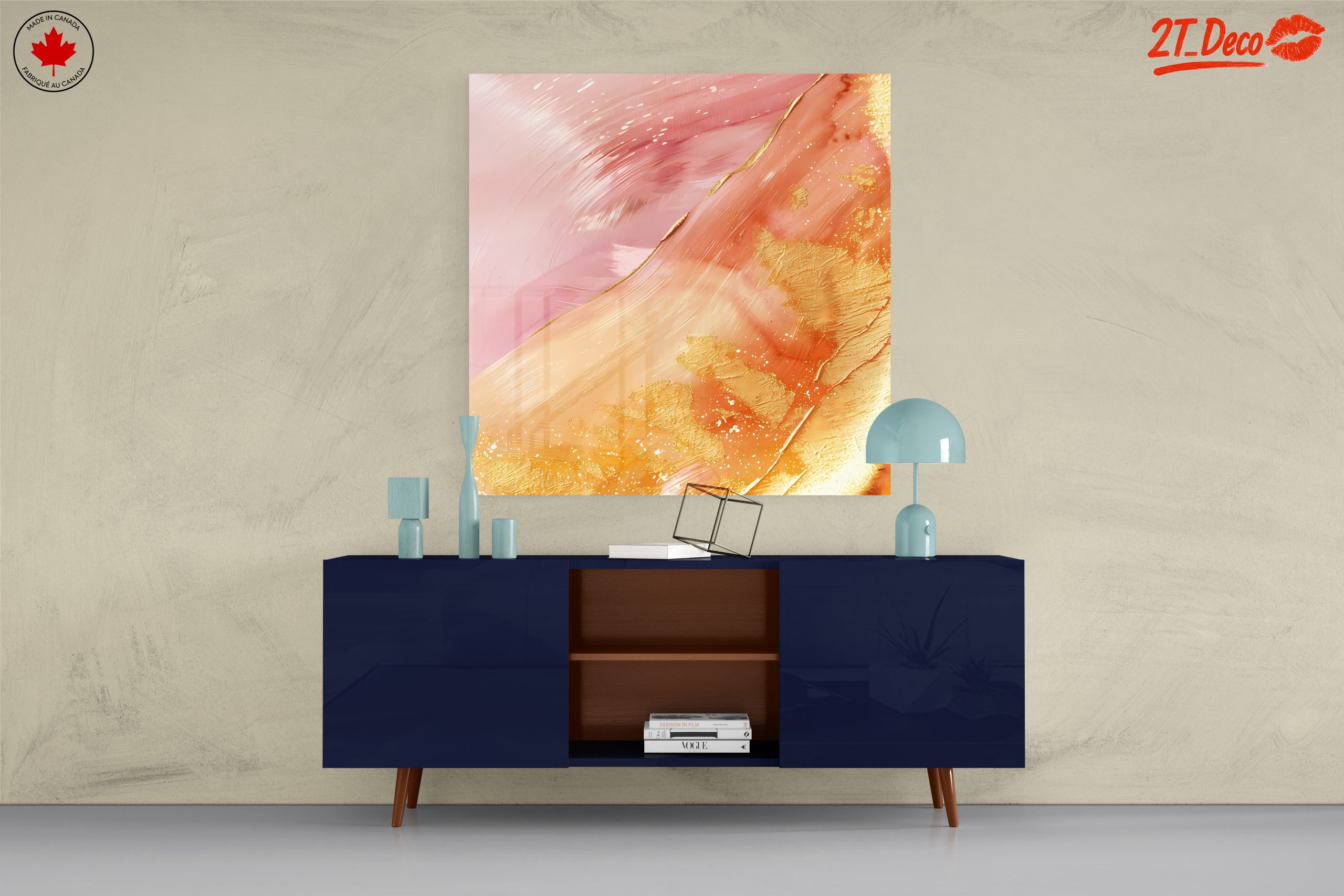 Abstract Pink and Gold Artwork - Image 8