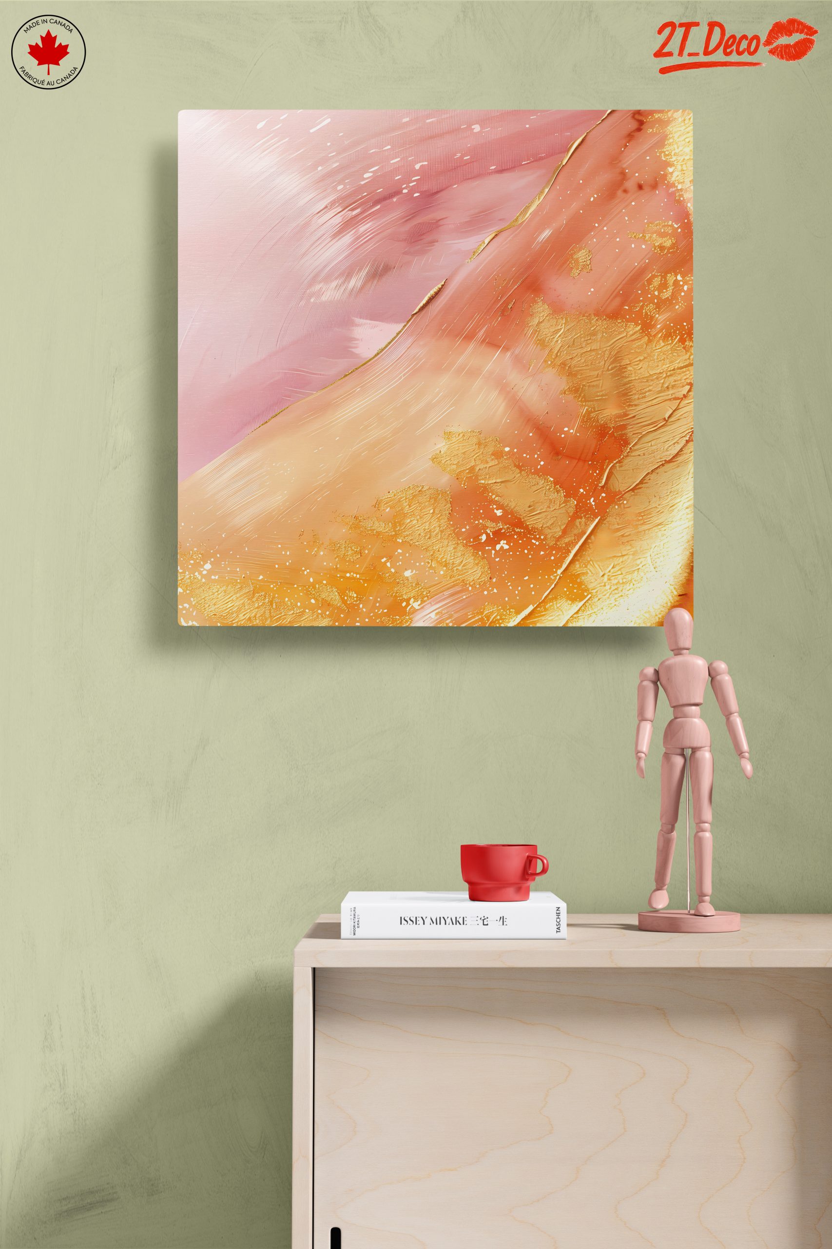 Abstract Pink and Gold Artwork - Image 14