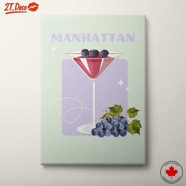 Stylized Manhattan Cocktail with Grapes