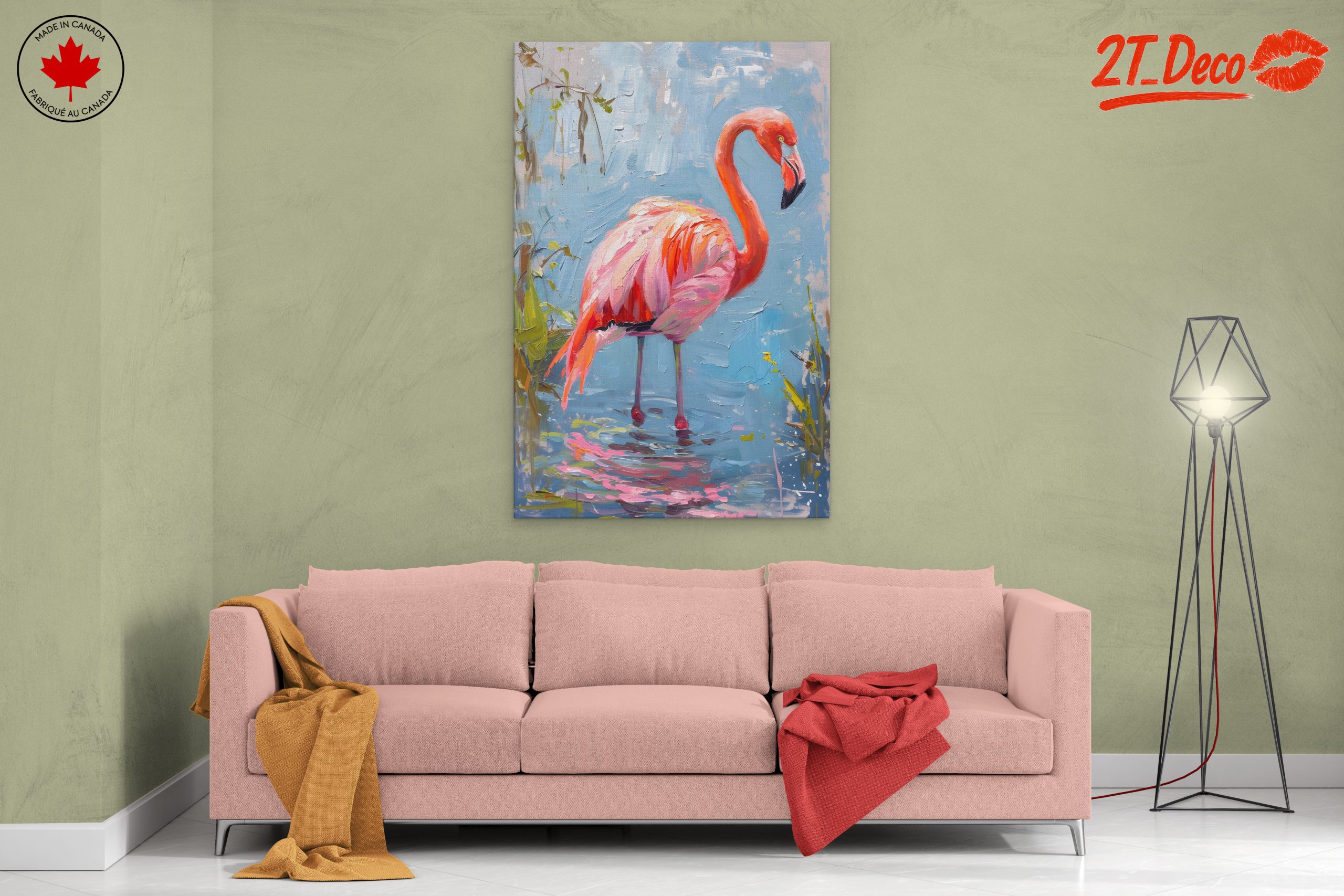 Vibrant Flamingo in Serene Waters - Image 2