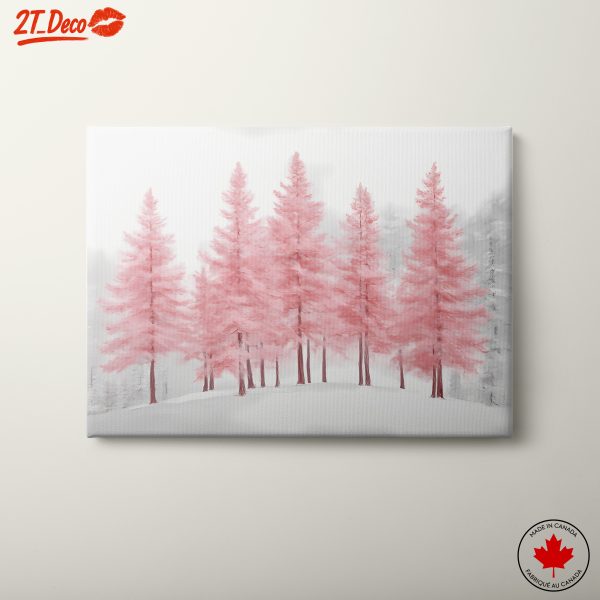 Pink Trees on a Winter Landscape