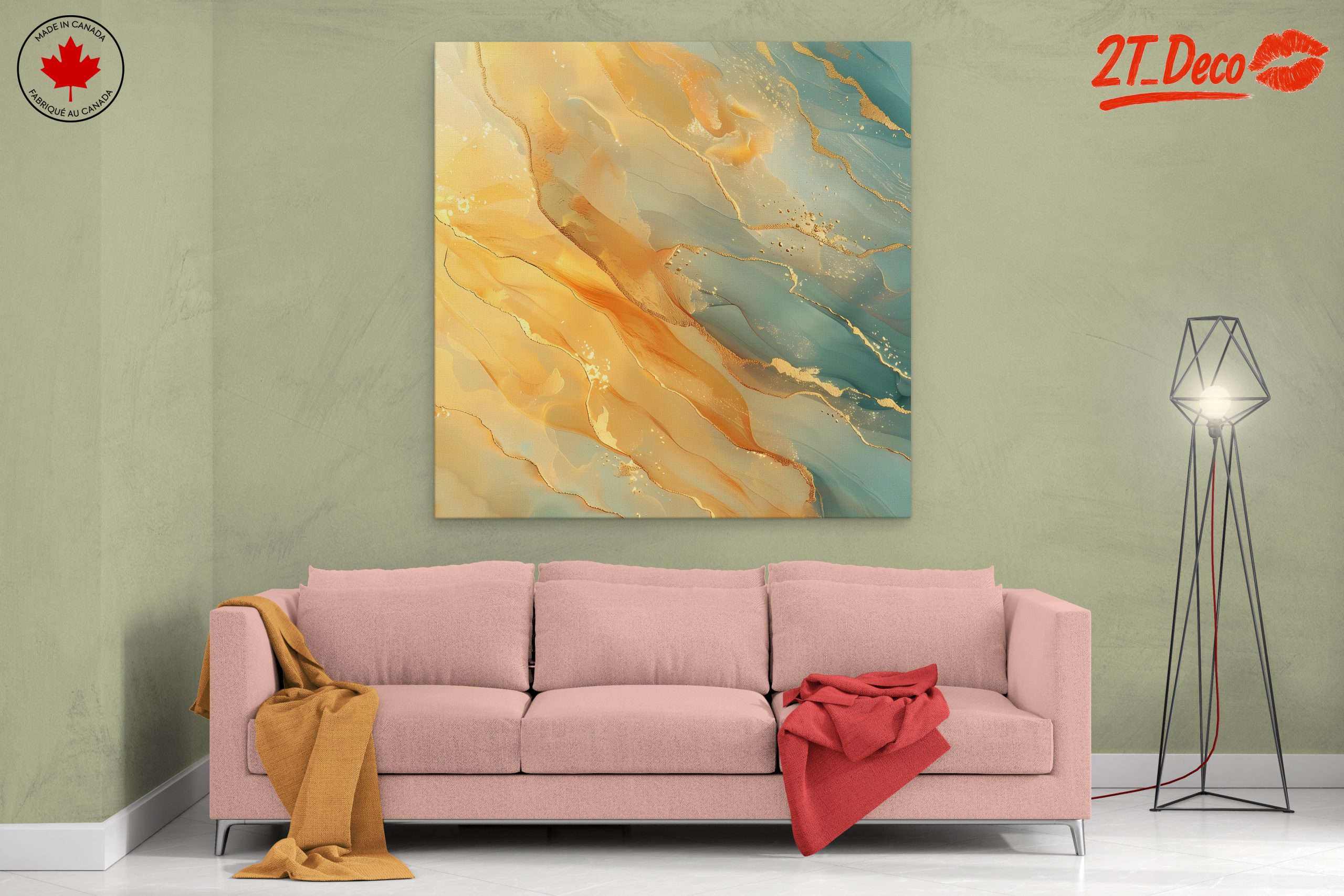 Elegant Abstract Composition in Gold and Blue - Image 2