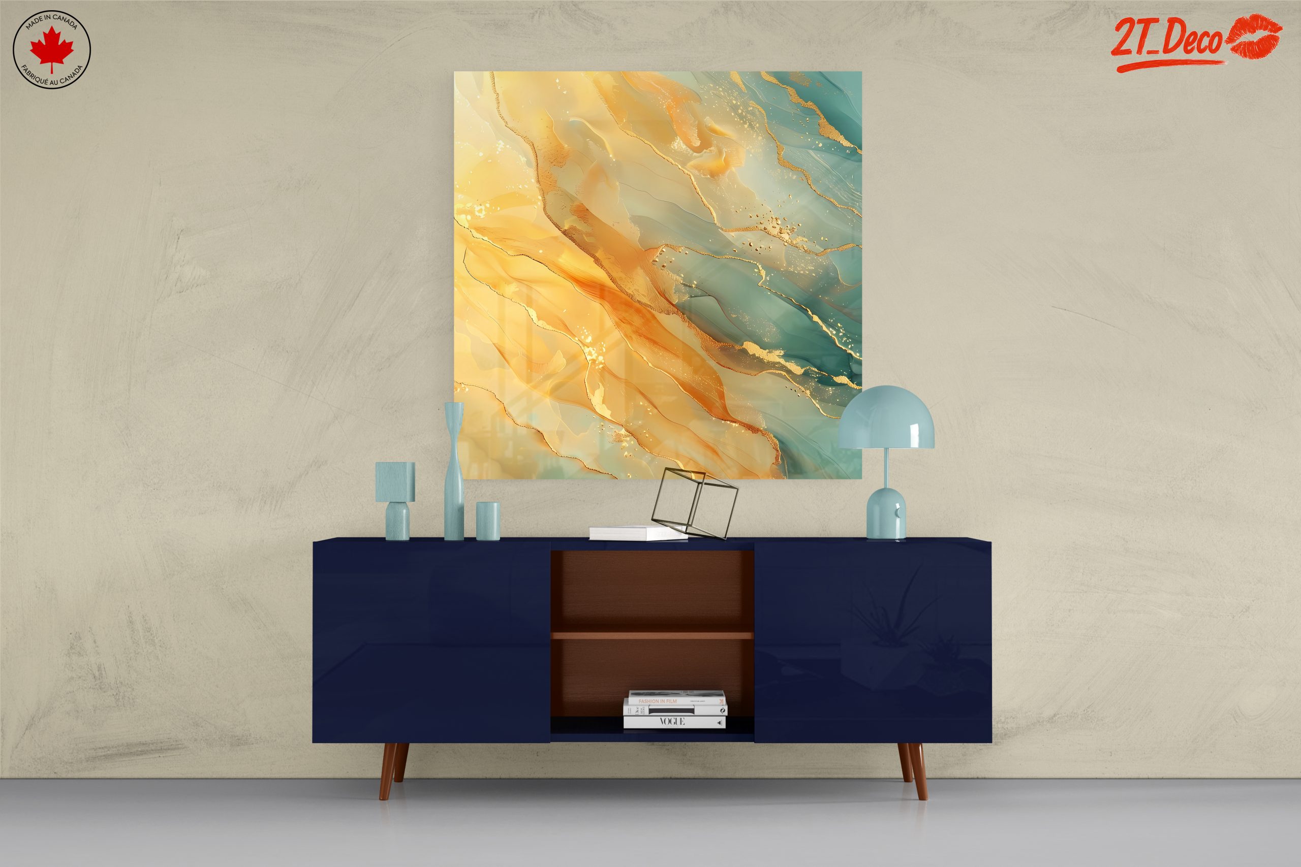Elegant Abstract Composition in Gold and Blue - Image 8